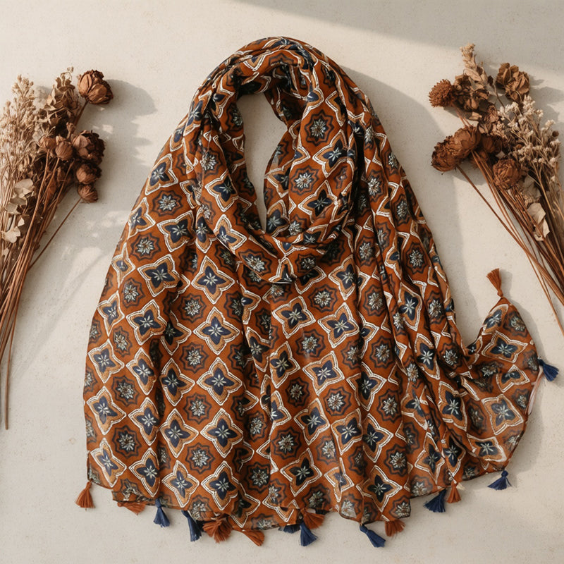 Vintage Sjaal Met Etnische Print