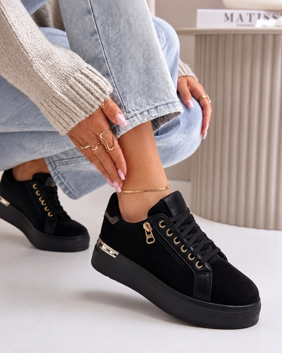Basic Zip Sneaker - Black