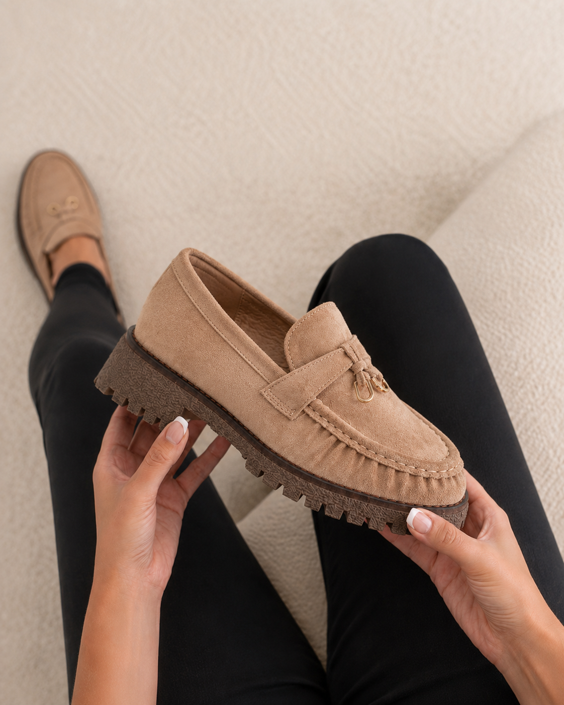 Laura Taupe Moccasins