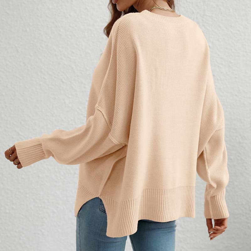 Casual Gebreide Trui In Effen Kleur