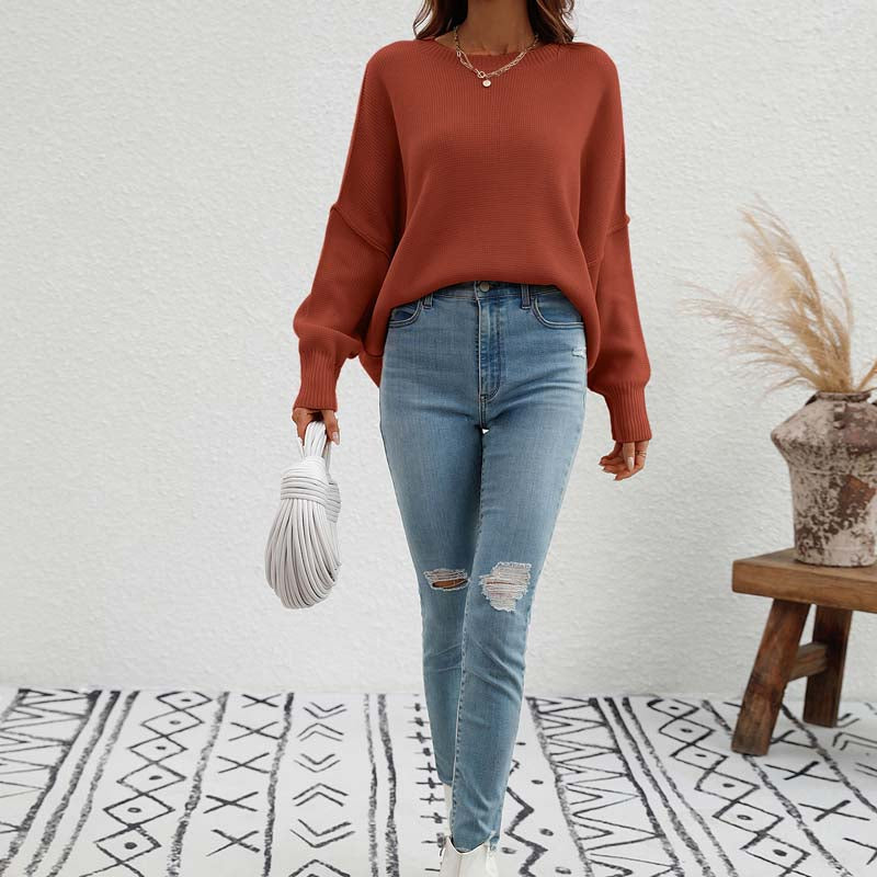 Casual Gebreide Trui In Effen Kleur