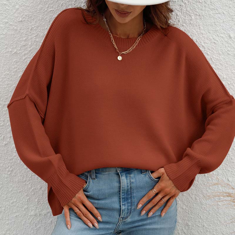 Casual Gebreide Trui In Effen Kleur