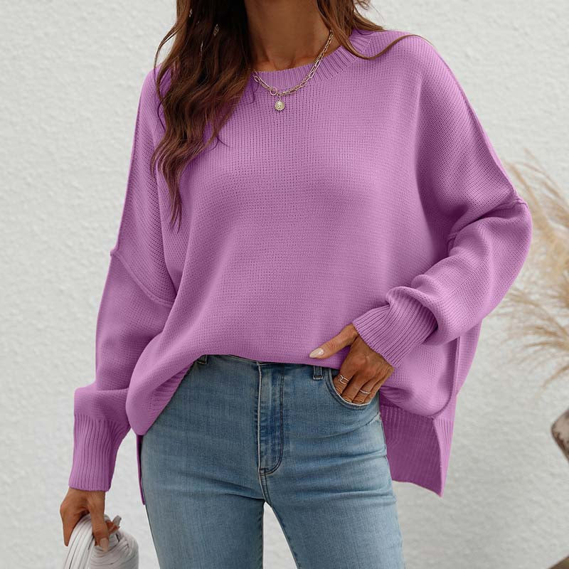 Casual Gebreide Trui In Effen Kleur