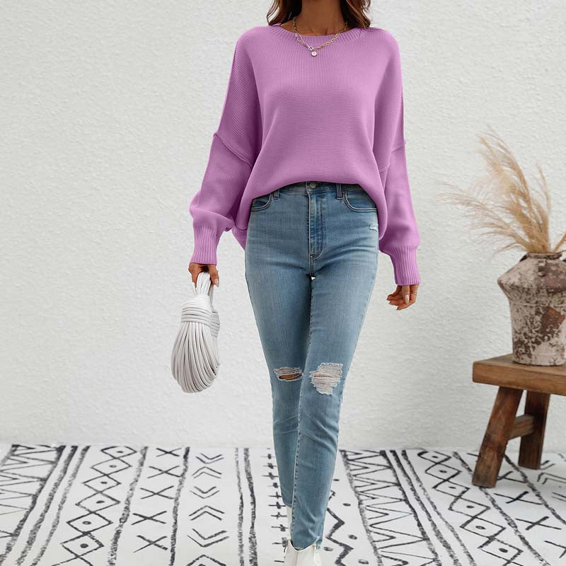Casual Gebreide Trui In Effen Kleur