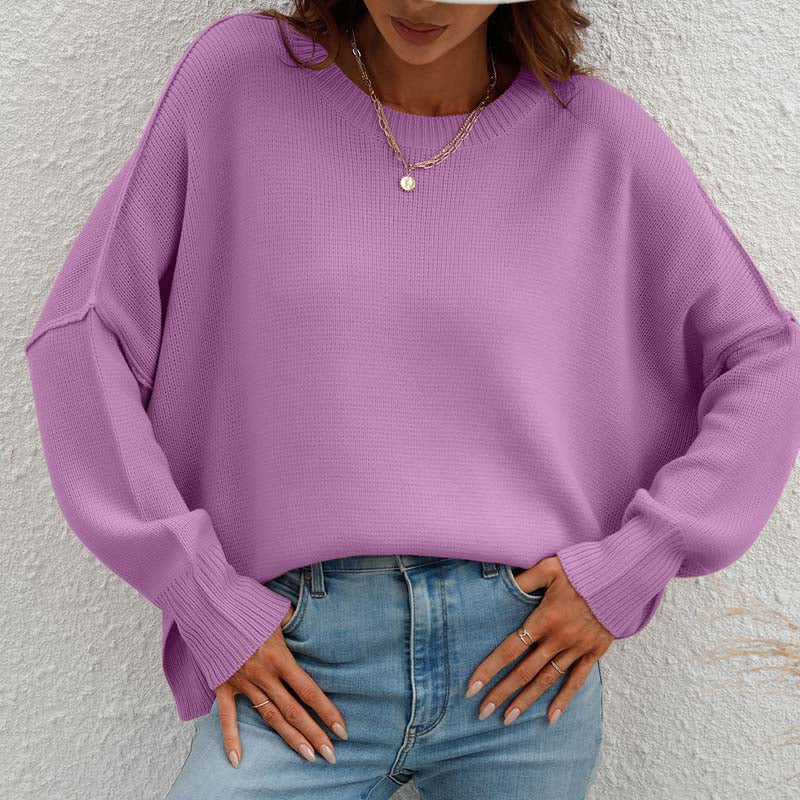 Casual Gebreide Trui In Effen Kleur