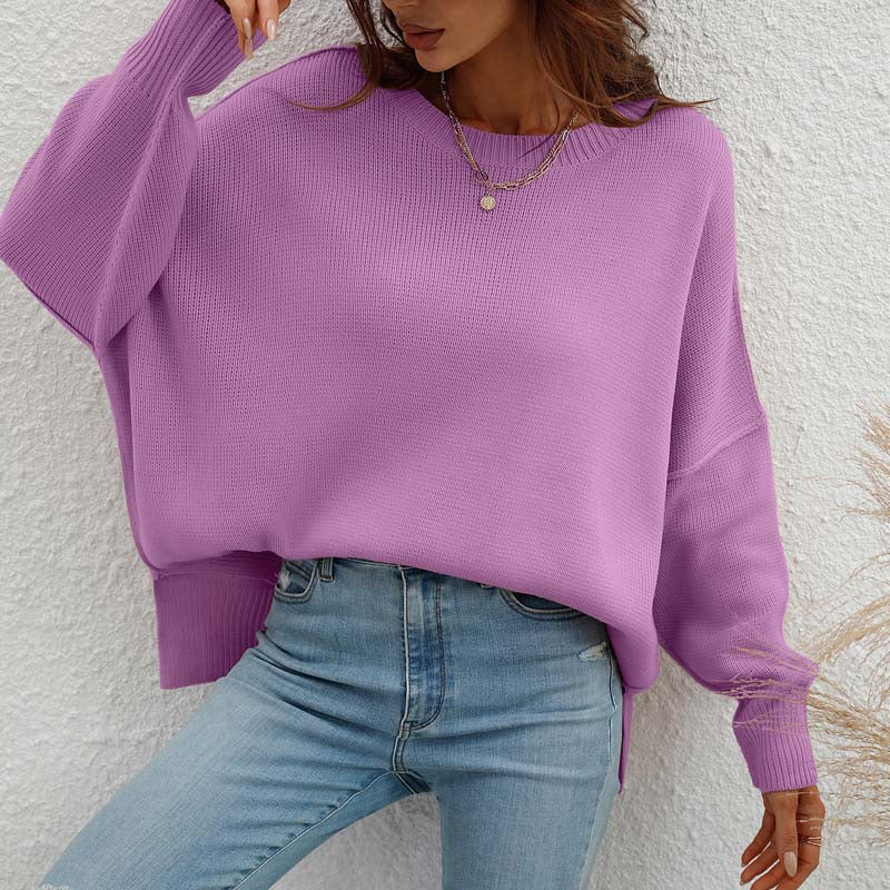 Casual Gebreide Trui In Effen Kleur