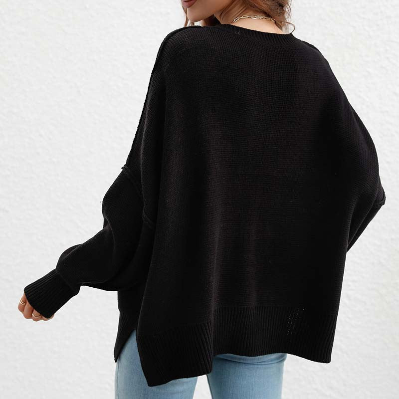Casual Gebreide Trui In Effen Kleur