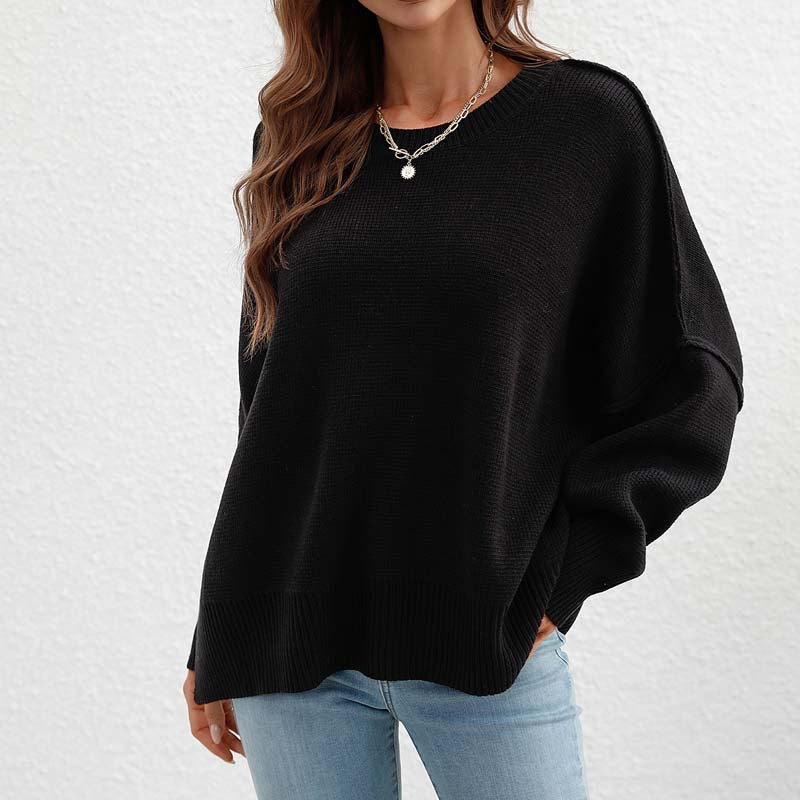 Casual Gebreide Trui In Effen Kleur