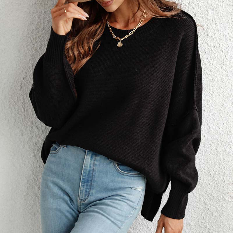 Casual Gebreide Trui In Effen Kleur