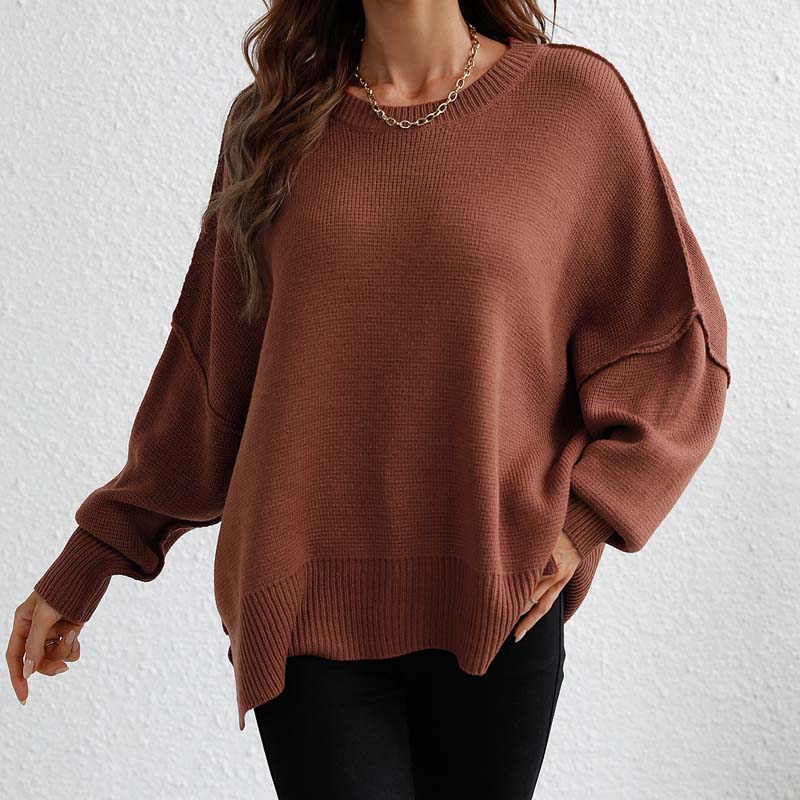 Casual Gebreide Trui In Effen Kleur