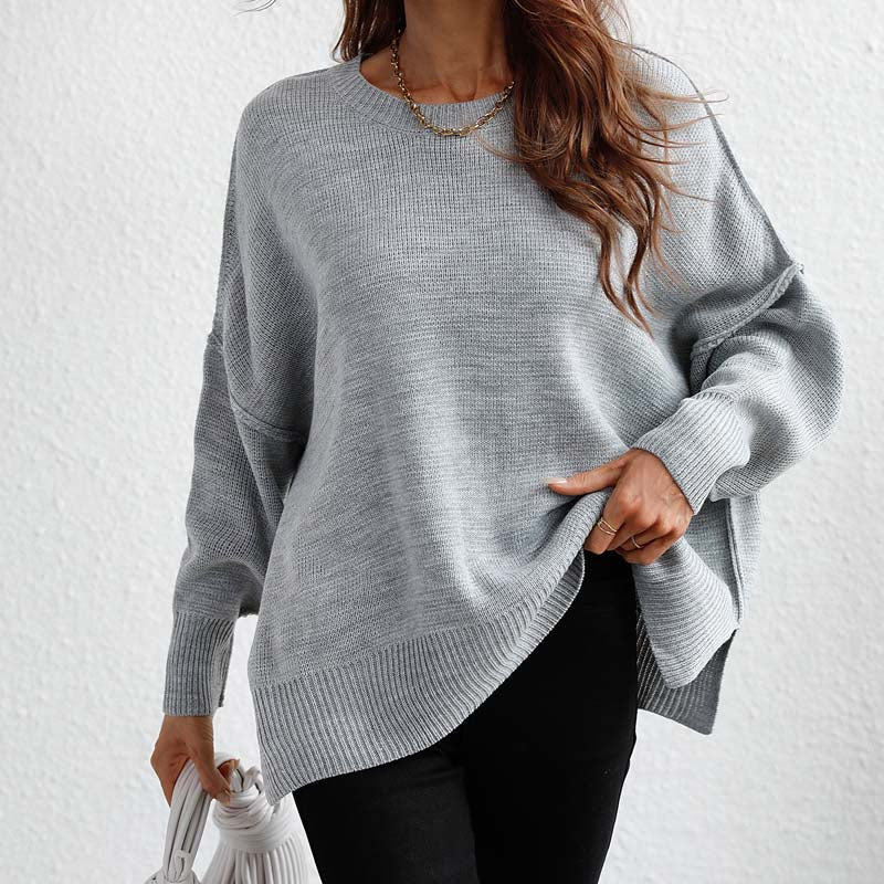 Casual Gebreide Trui In Effen Kleur