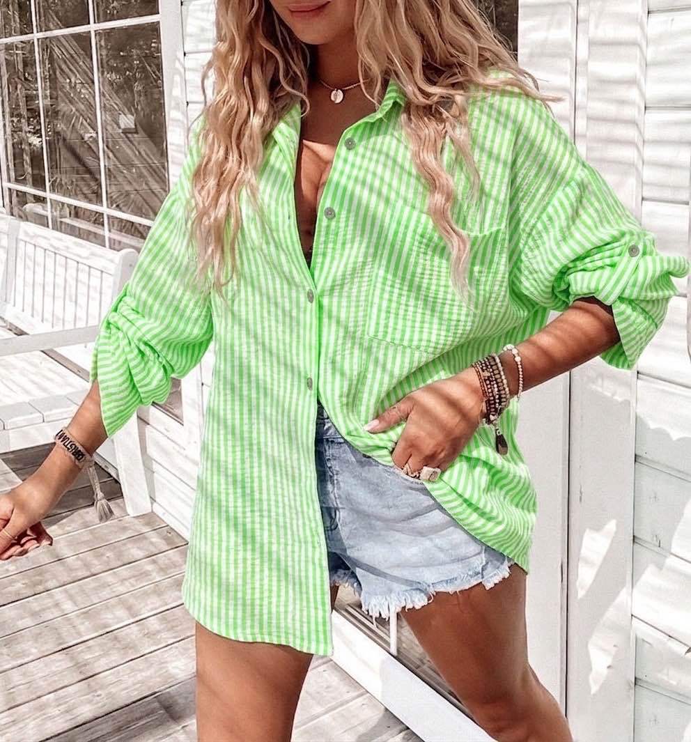Oversized Stripe Blouse Green