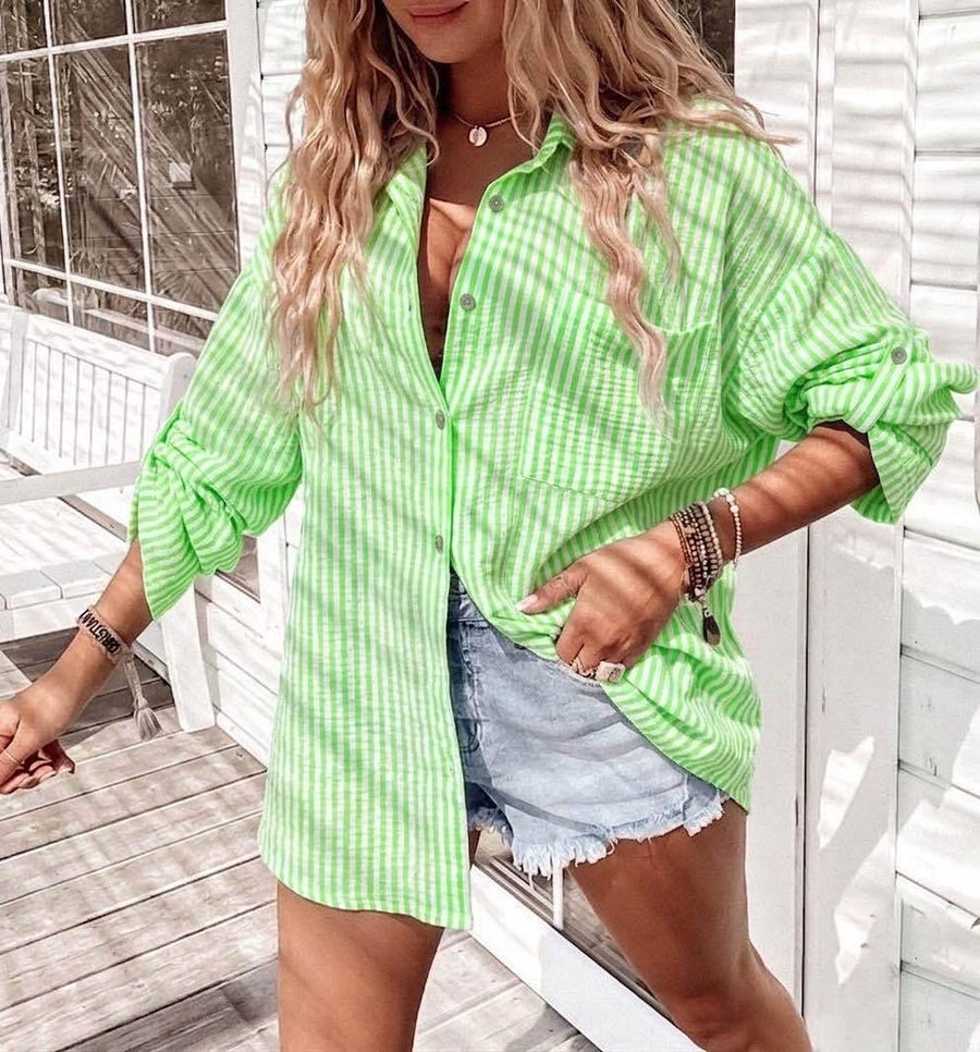 Oversized Stripe Blouse Green