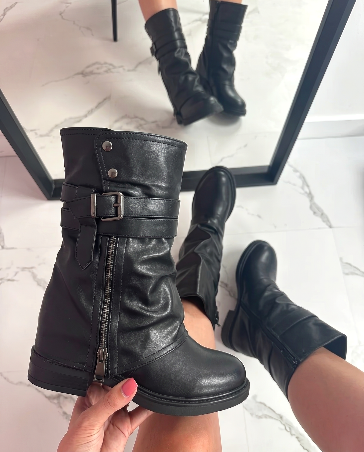 Miley Biker Boots - Black