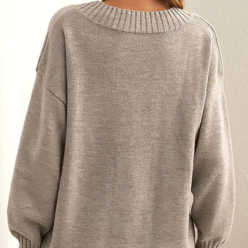 Casual Gebreide Trui In Effen Kleur