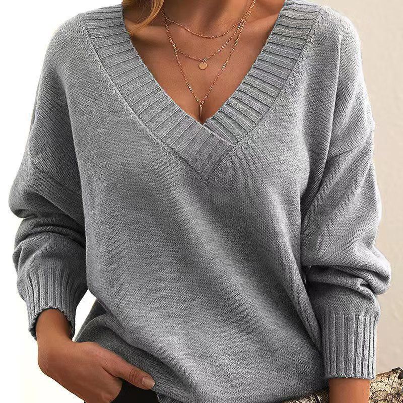 Casual Gebreide Trui In Effen Kleur