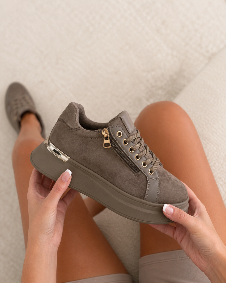 Basic Zip Sneaker - Sand