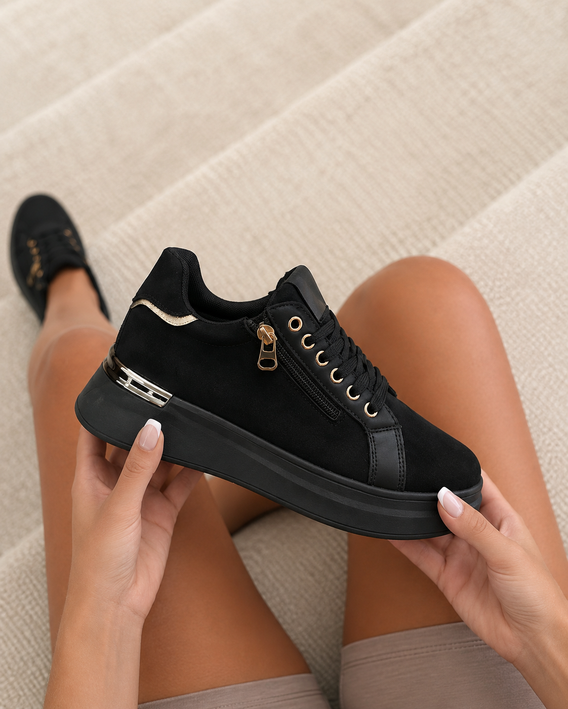 Basic Zip Sneaker - Black