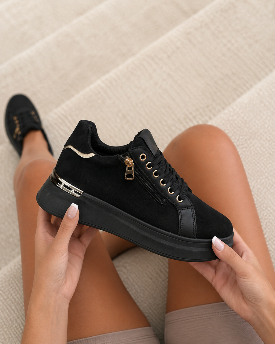 Basic Zip Sneaker - Black