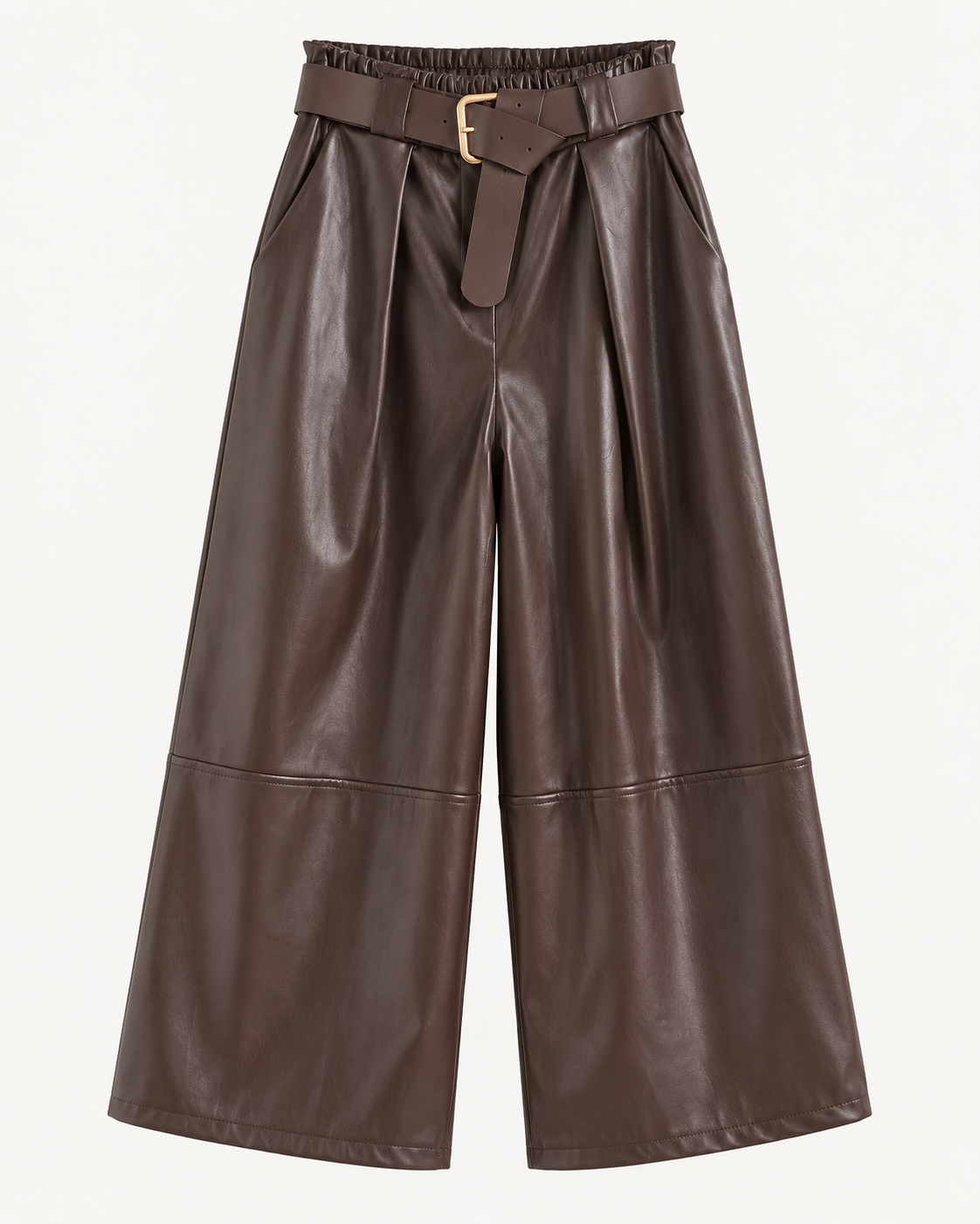 Leatherlook Cropped Wide-Leg Pants