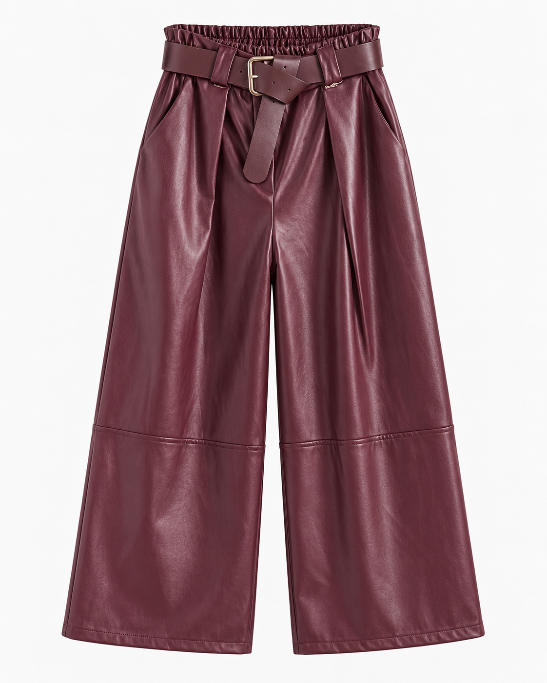Leatherlook Cropped Wide-Leg Pants