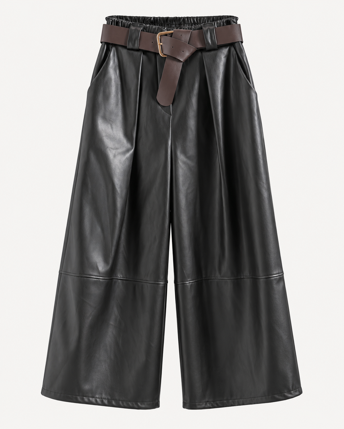 Leatherlook Cropped Wide-Leg Pants